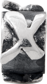 Sterling Silver 925 Antiqued Letter X Bead Solid Casted for Custom Jewelry